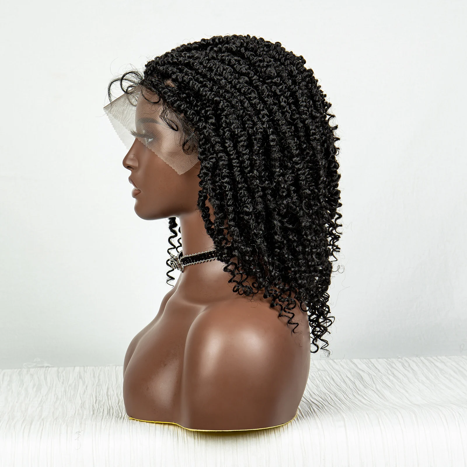 14 Zoll synthetische Box geflochtene Perücke 9x6 Spitze vorne farbige Leidenschaft Twists Perücken lockige Enden kurze Twist Flecht Perücke für Frauen