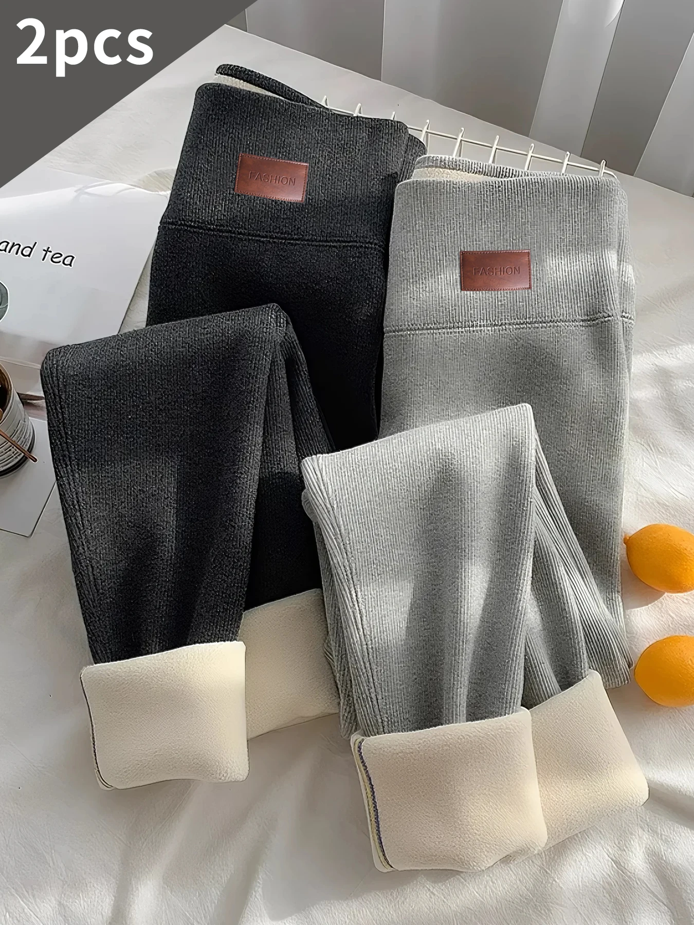 

2-PCS high-waisted Fleece Lined Women's Leggings warm, hip lifting, weight loss, autumn and winter fitness and casual wear