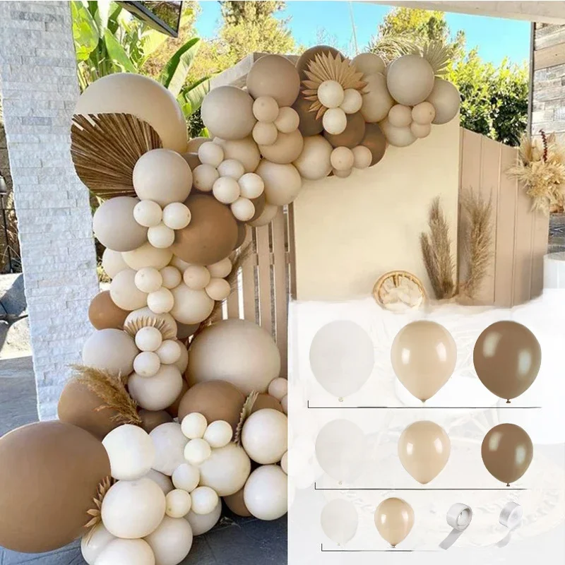 Abrikoos Koffie Bruine Ballonnen Slinger Boog Kit Bruiloft Verjaardagsfeestje Decoraties Kids Baby Douche Benodigdheden Latex Ballon Globos - afbeelding 2