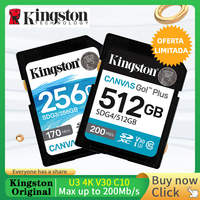 Kingston SD Card 128Gb 64Gb 256Gb 512Gb 1T Canvas Go Plus memory card Class10 U3 V30 Cartao de SDXC 4K video Carte sd for Camera