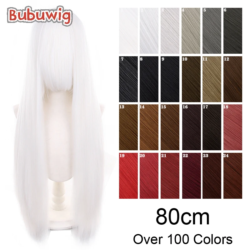 

Bubuwig Синтетические волосы 80 см Парики для косплея более 100 цветов Чистый цвет Мода Аниме Длинные прямые Хэллоуин Cos Парик Термостойкий