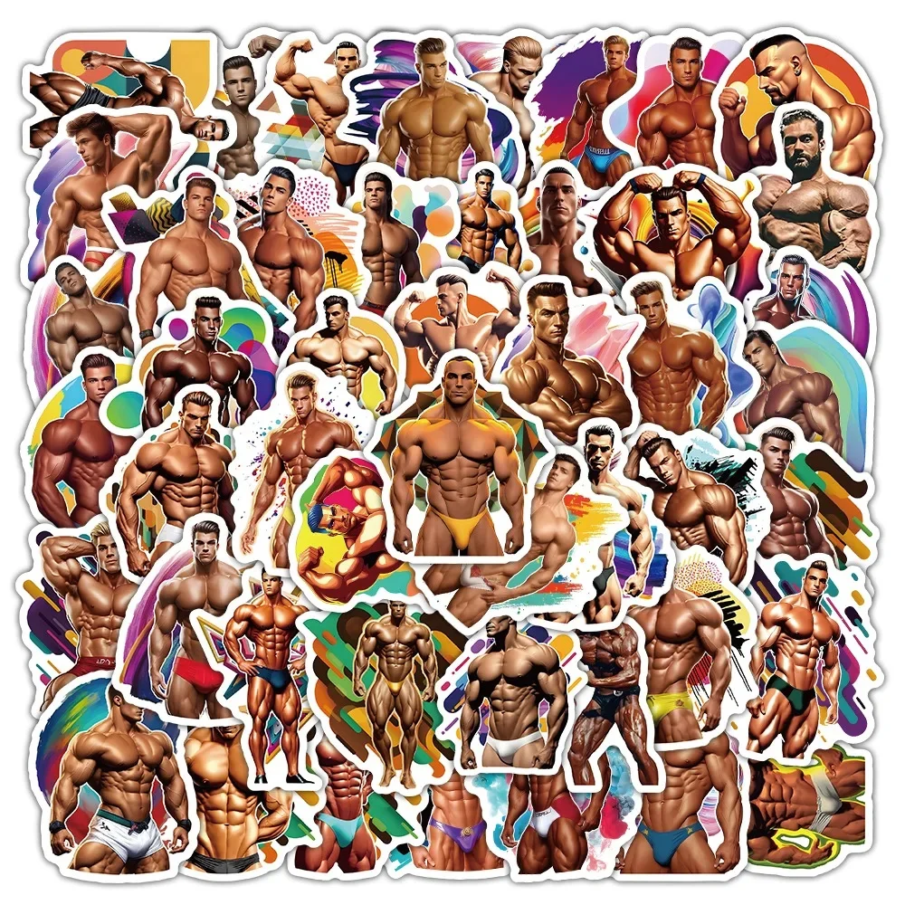AliExpress keeppley 10/54PCS Cool Fitness Stickers Muscular Man Cartoon Graffiti DIY Luggage Laptop Phone Guitar Car Bike Waterproof Sticker Kid Toy