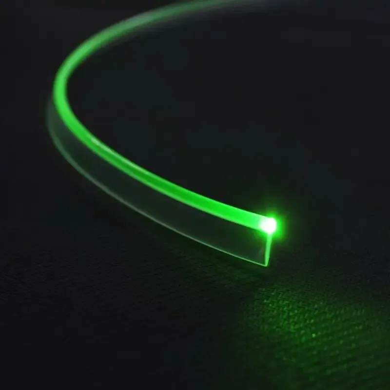 Miękki, przezroczysty kabel światłowodowy typu T o średnicy 3 mm, z bocznym oświetleniem, z wstążką boczną, do dekoracji wnętrza samochodu, elastyczny, do montażu, PMMA, RGB. — zdjęcie 2