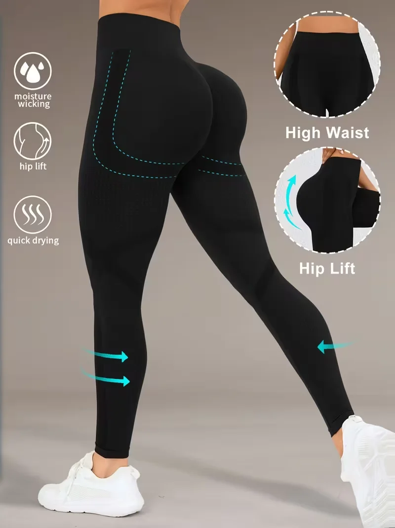 Ladies' High-Waist Hip-Lifting yoga Pants, Moisture-Absorbing and Sweat-Wicking, High-Elastic Sports Tights, Sport Pants