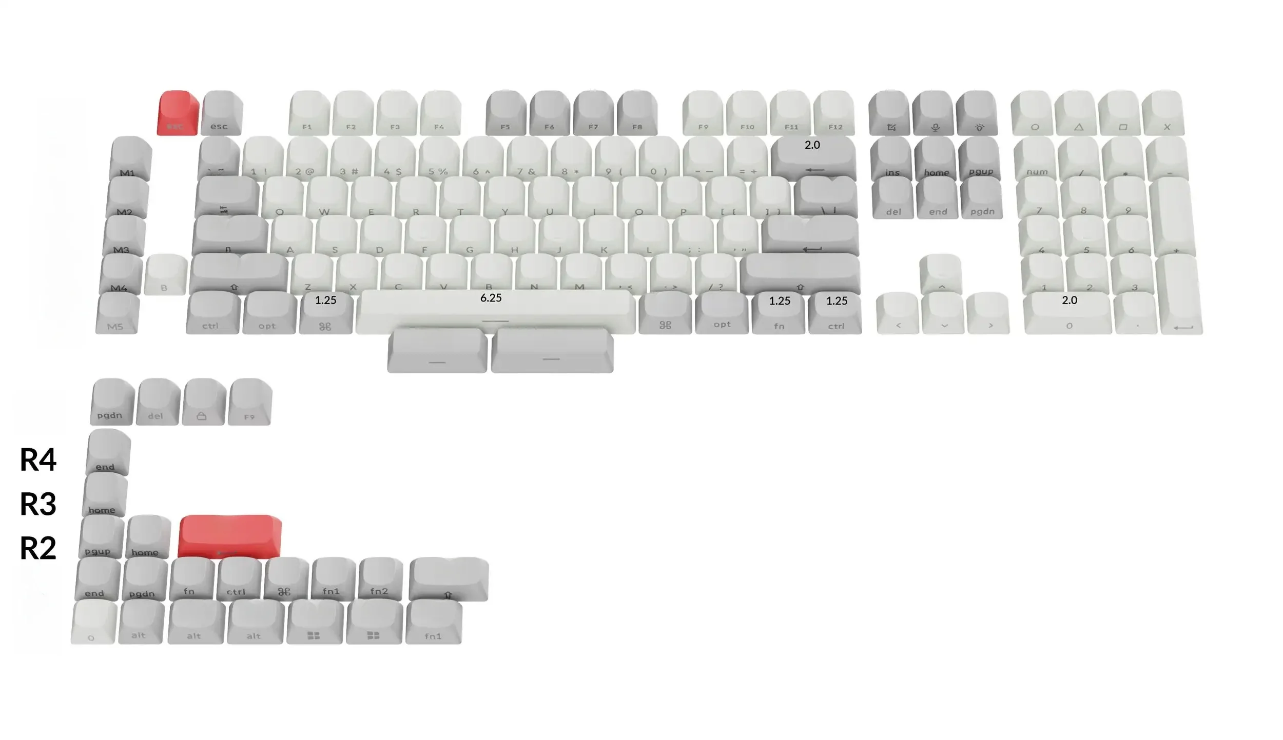 Zestaw klawiszy Keychron Double Shot OSA PBT z nadrukiem bocznym do niestandardowej klawiatury mechanicznej — zdjęcie produktu 7