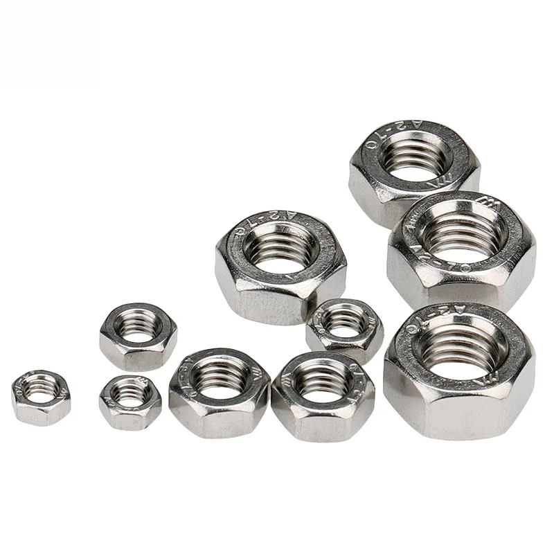 Écrou hexagonal en acier inoxydable 200, M3, M3.5 figuré, M5, M6, M8, M10, M12, M14, M16, DIN934, 10 pièces, 304 pièces