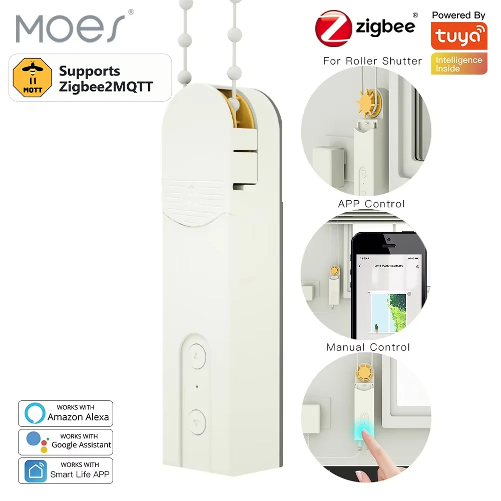 MOES Zigbee2MQTT Smart DIY Motorized Roller Blinds/Shades Drive Motor Hub Tuya Smart Life APP Alexa Google Home Voice Control