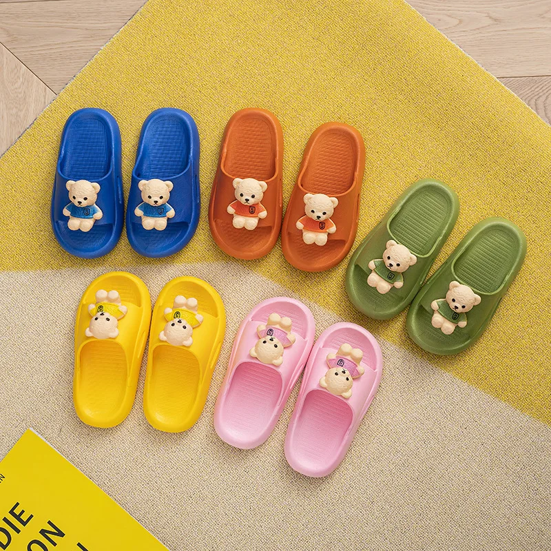 Children‘s Boys Girls Slippers Cartoon Bear Animals Prints Home Shoes Fashion Cute Outdoor Shoes Kids Toddler Non-Slip Slippers