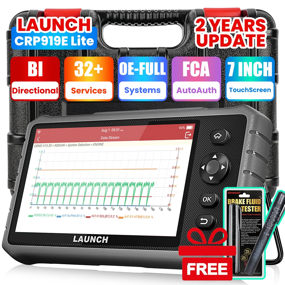 LAUNCH X431 CRP919E Lite Active test Tool with 32+ Service All System Diagnose,FCA AutoAuth,OBD2 Scanner Diagnostic Tool 2 Years