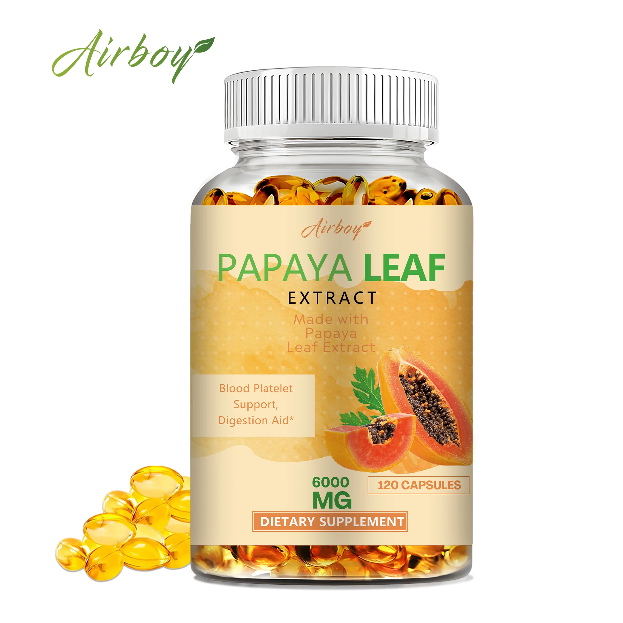 Papaya Leaf Extract Capsules - Bone Marrow & Spleen Support, Platelets, Immune and Gut Health - 120 Capsules