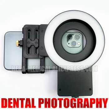 Dental fotografie Licht für Mobiltelefon, einstellbare Farb temperatur und Helligkeit-100mm Makro objektiv, CPL-Objektiv und Stativ