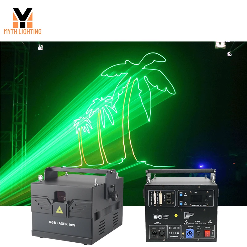 High-Power 15W RGB Laser Light DMX ILDA FB4 Beam Scanner for Dance, Party, Xmas and Bar Entertainment