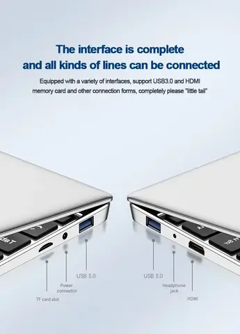 Ultratunn bärbar dator med Windows 11, 14,1 tum, 12 GB DDR4, 1 TB, 2 TB SSD, Intel A3950, bärbar speldator, 1920*1080, kontorsdator, studiedator 10 best sales anteckningsbokspel - №8