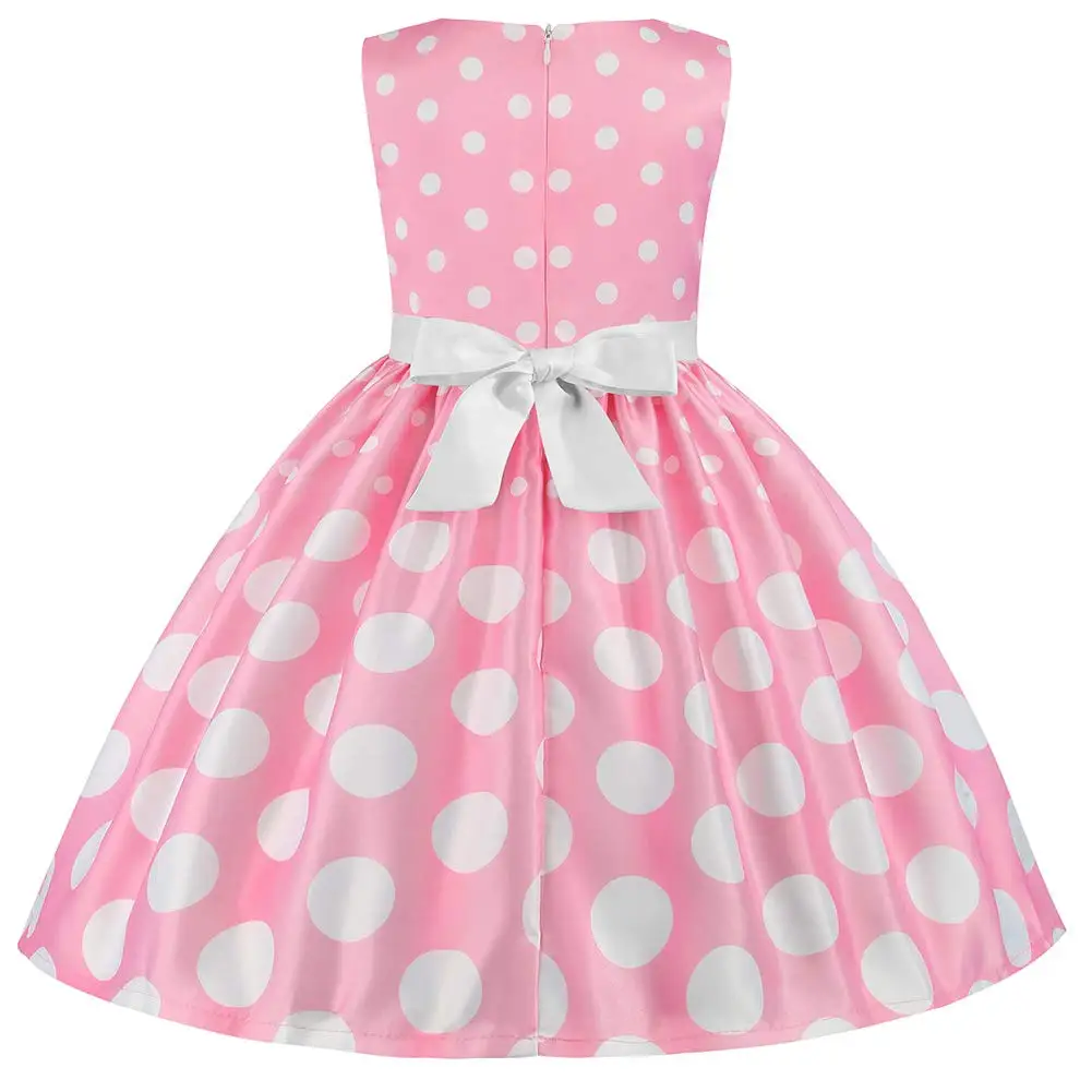 2024 Sommer Kinder Mädchen Minnie Prinzessin Kostüm Retro Polka Dot Tutu Abend verkleiden Geburtstags feier Cosplay