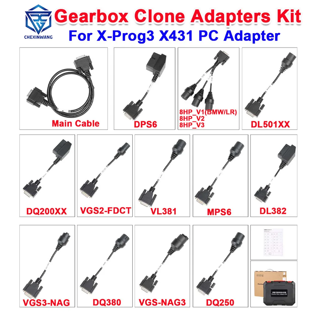 

Launch X431 Gearbox Clone Adapters Kit for ECU Module Cloning Device for Xprog 3 X-prog X431 ECU Programmer X prog3 PC Adapter