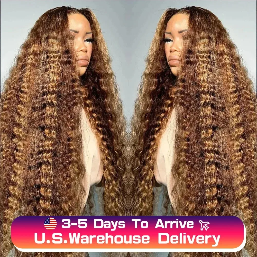 Curly Wigs 13x6 Lace Front Human Hair Wigs Highlight Ombre Deep Wave 13x4 Lace Frontal Wigs Ready To Wear For Women 200 Density