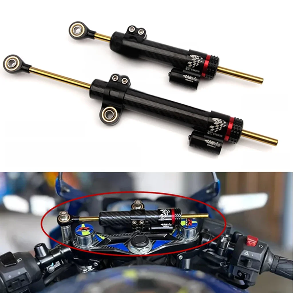 Motorfiets Verstelbare Demper Steering Stabiliz 252mm 342mm stuurstabilisator voor Honda Kawasaki Yamaha koolstofvezel textuur - afbeelding 2