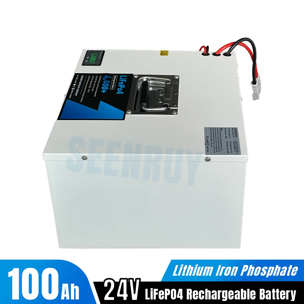 24V 100Ah LiFePO4 Battery Lithium Iron Phosphate Built-in BMS Optional Bluetooth for AGV Robot Solar Energy RV Floor Washer