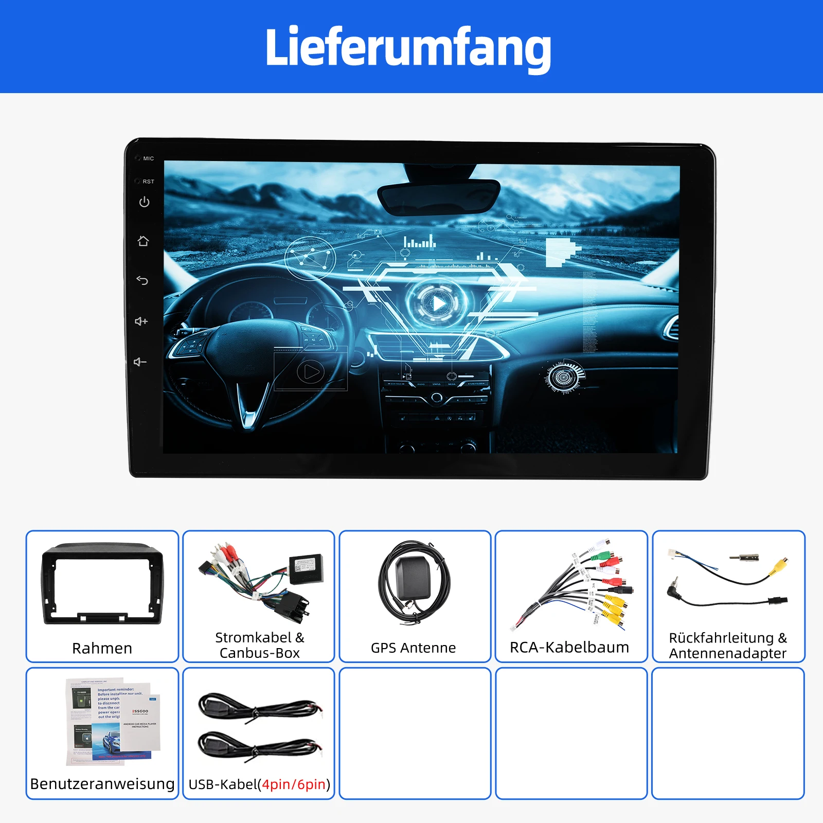 MOPECT 9-Zoll 4+64GB Android 15 Autoradio Multimedia GPS NAVI Radio BT AM FM Carplay Für Fiat Doblo MK2 2010-2015/ Opel Combo D – Detail 10