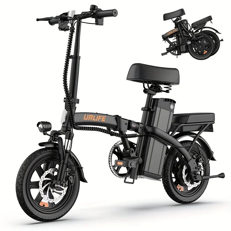 Urlife F1L 14 Zoll Elektrofahrrad mit 250W Spitzenmotor, 48V 7,5Ah Abnehmbarer Akku, 40KM Reichweite, 3 Stunden Ladezeit