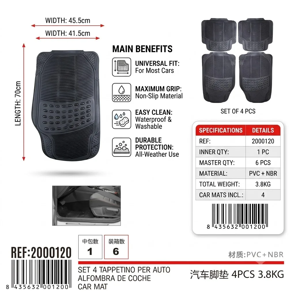 Tapis de voiture universels, design antidérapant, tapis lavables, tapis de voiture réglables, adaptés à la découpe