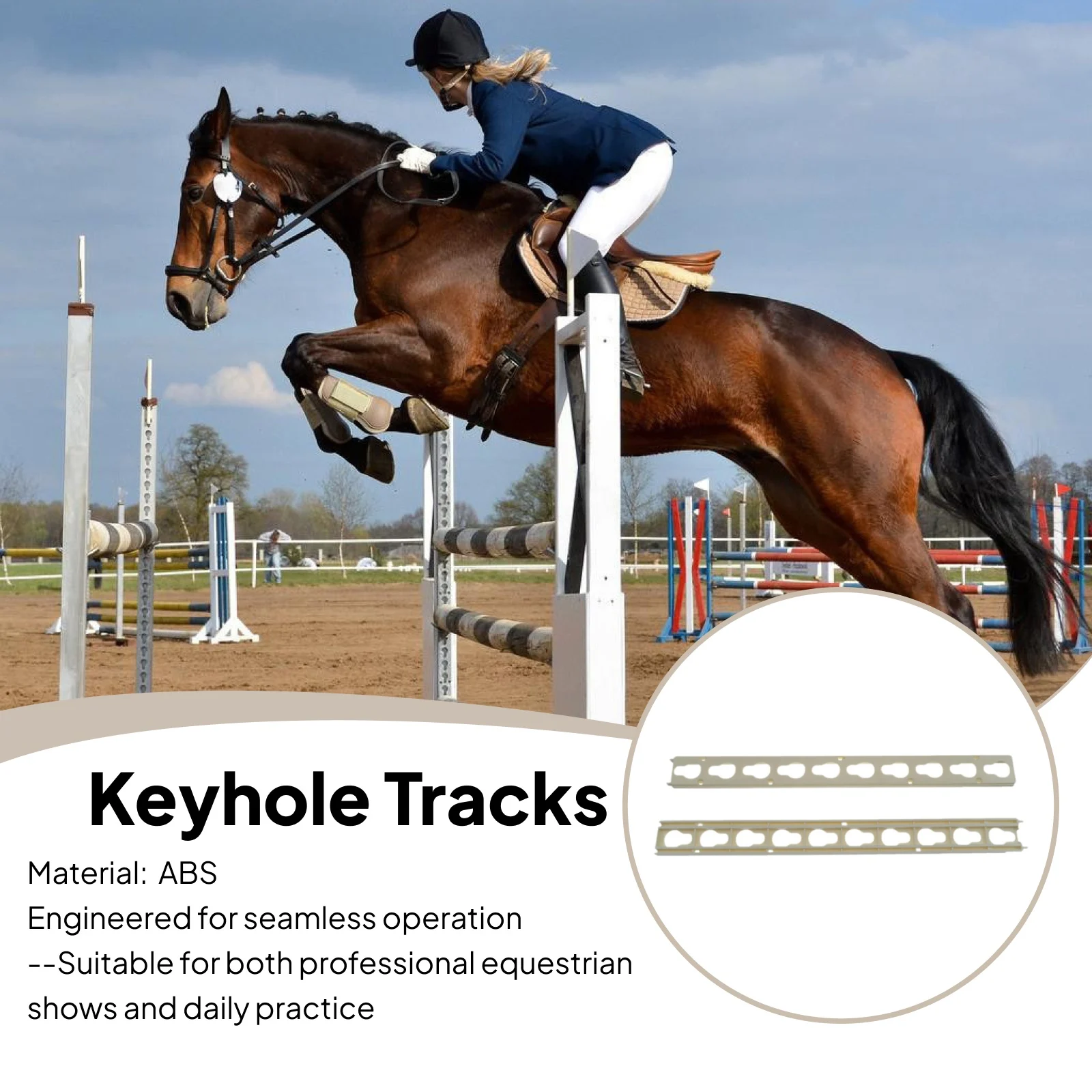 

2x Keyhole Tracks Enhancing Training Versatile Jumping Bar Equestrian Accessory Horse Jump Pole Holders with Pinless Jump Cup