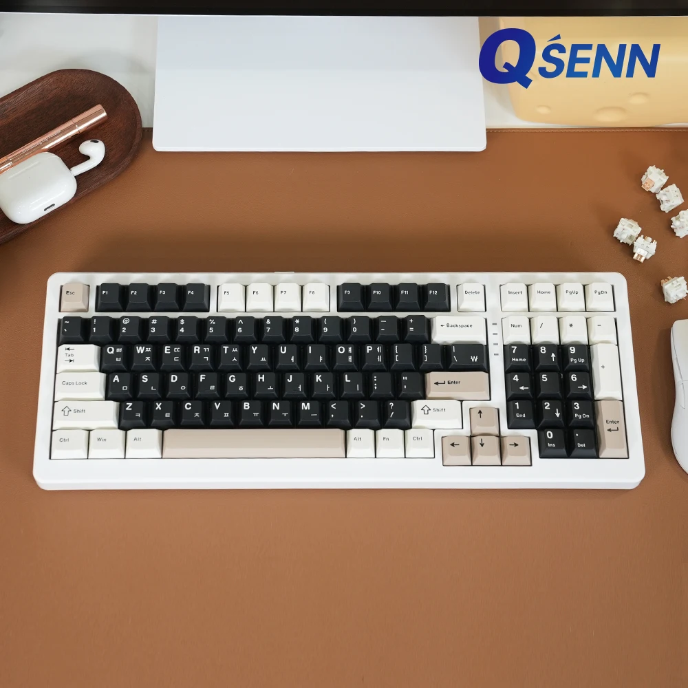 QSENN Q99 PBT full-lubricated gasket with wireless mechanical keyboard cream cheese