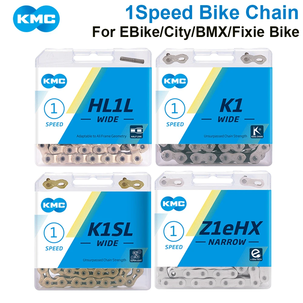 

KMC Single Speed ​​Chain Silver/Gold HL1L-W/K1-W /K1SL-W/Z1eHX-N 100/1120L EBike/City/BMX/Fixie Bike Single 1Speed Bike Chain
