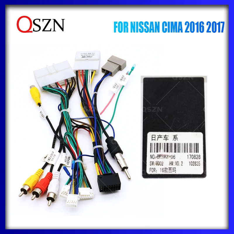 

QSZN Car radio Audio DVD Canbus Box DF-RZ-06 For NISSAN CIMA 2016 2017 Car Radio Wiring Harness Power Cable DVD Stereo