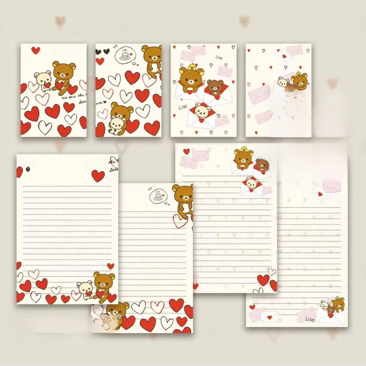 8 pièces Rilakkuma lettre papier enveloppe Anime Relax ours papiers d'écriture Mailers fête carte d'invitation papeterie amour lettres cadeau