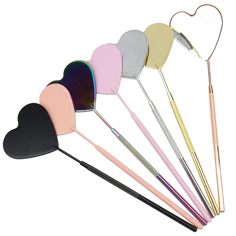 Multi couleurs en acier inoxydable coeur multifonction vérification des cils miroir Extension de cils beauté maquillage Portable miroir outils
