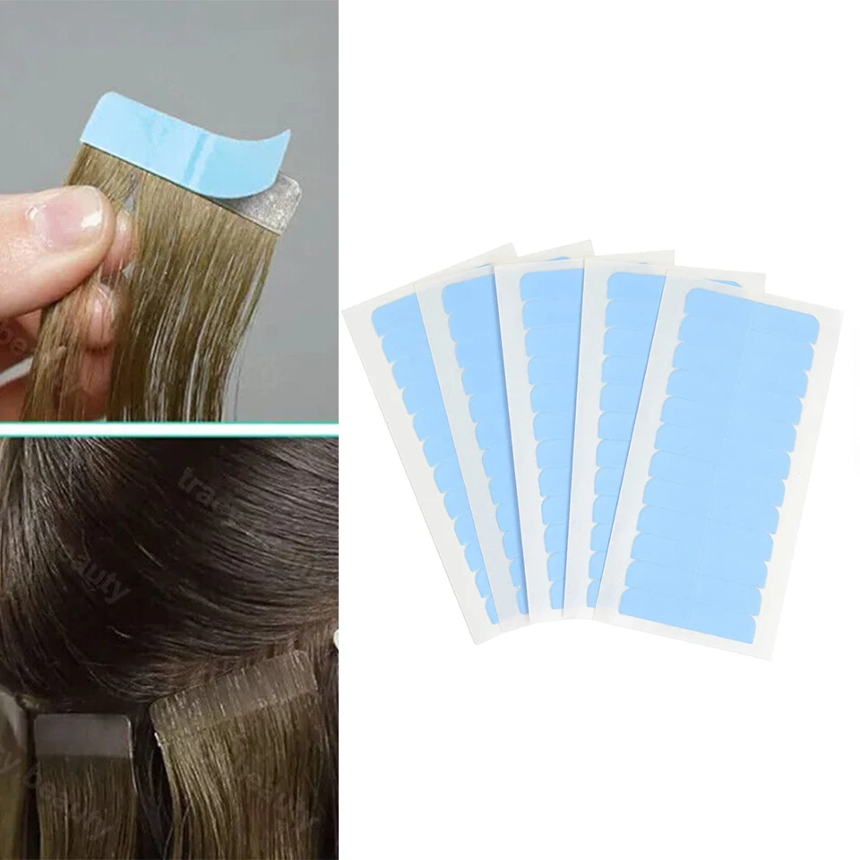 

10 листов/пакет, синяя двухсторонняя лента для волос, лента для наращивания волос ​ Лента с вкладками, сменная лента для наращивания волос, переднее кружево