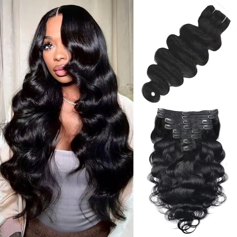 

Body Wave Clip In Hair Extensions Real Human Hair Clip Ins For Women Human Hair Extensions Clip Ins 120g Natural Black