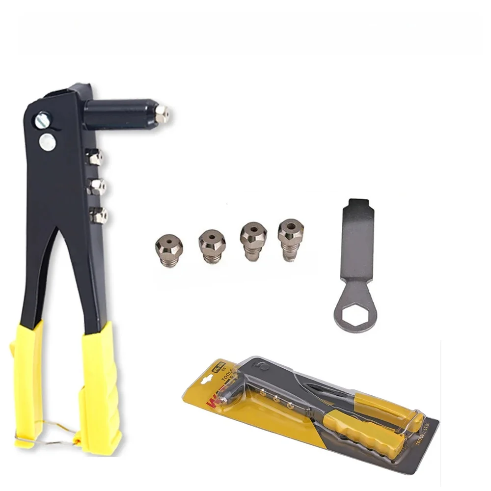 Yiqianyuan 1 pièce en acier allié manuel Double poignée riveteuse anti-salissure poignée pistolet à rivets pour M2.4 - M4.8 Rivets aveugles