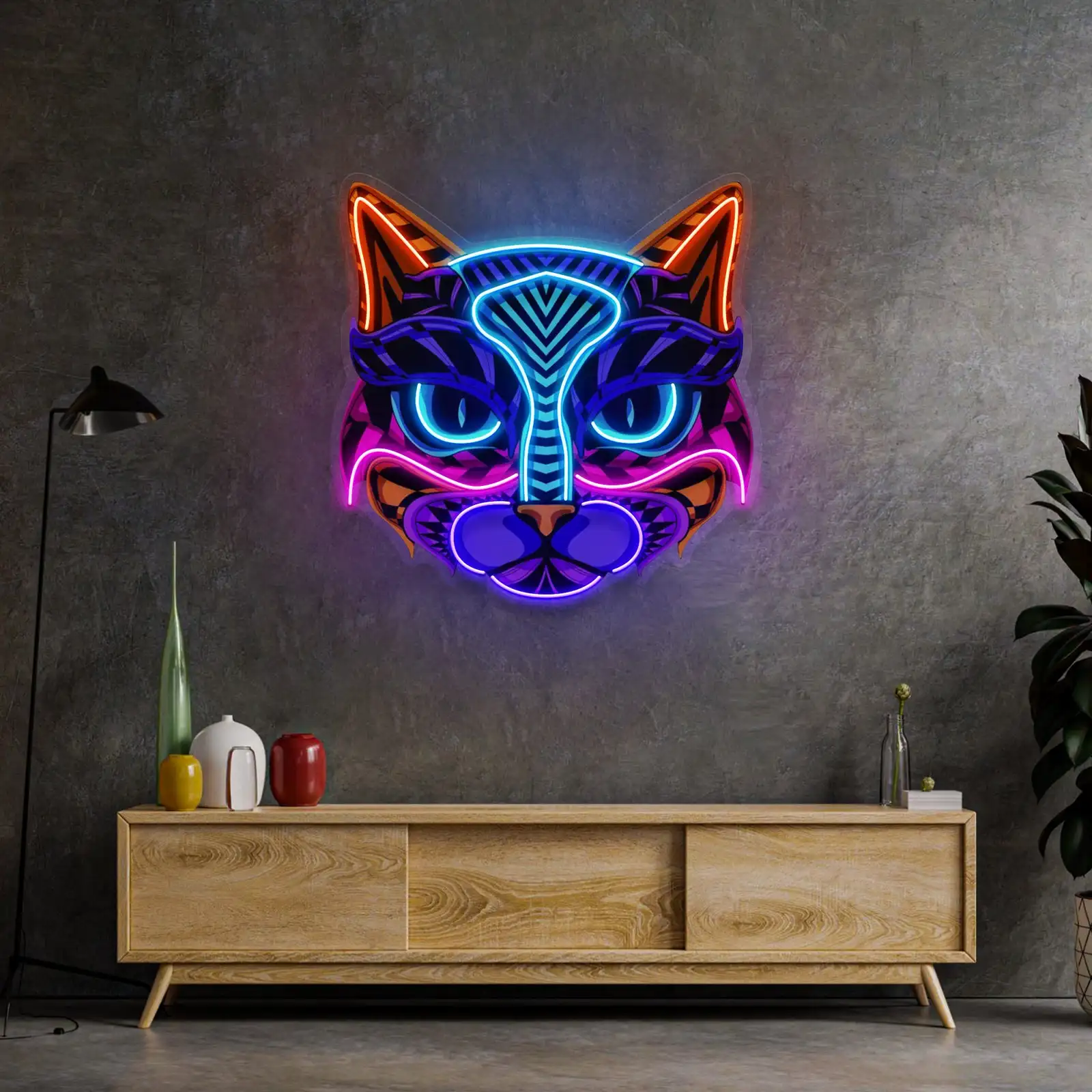 Anime Cat Neon Sign UV Printed Sign Wall Art Decor Pet Store  Game Room Sign Kids Bedroom Home Decor Birthday Wedding Wall  Sign