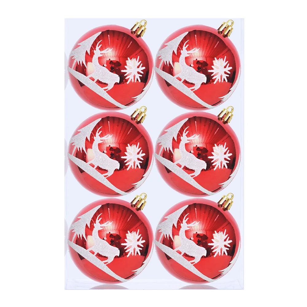 6 Pieces Red Christmas Tree Ornaments Spheres  Hanging Balls New Year Decorations 2023 Home Interior Decor Xmas For Holiday Part