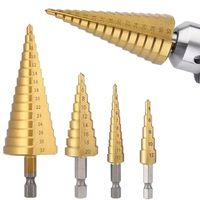 3-PCS Titanium Coated HSS Step Awl Set - Gold Finish, High-Speed ​​Steel for Drilling Wood and Metal, Suitable for Crafts