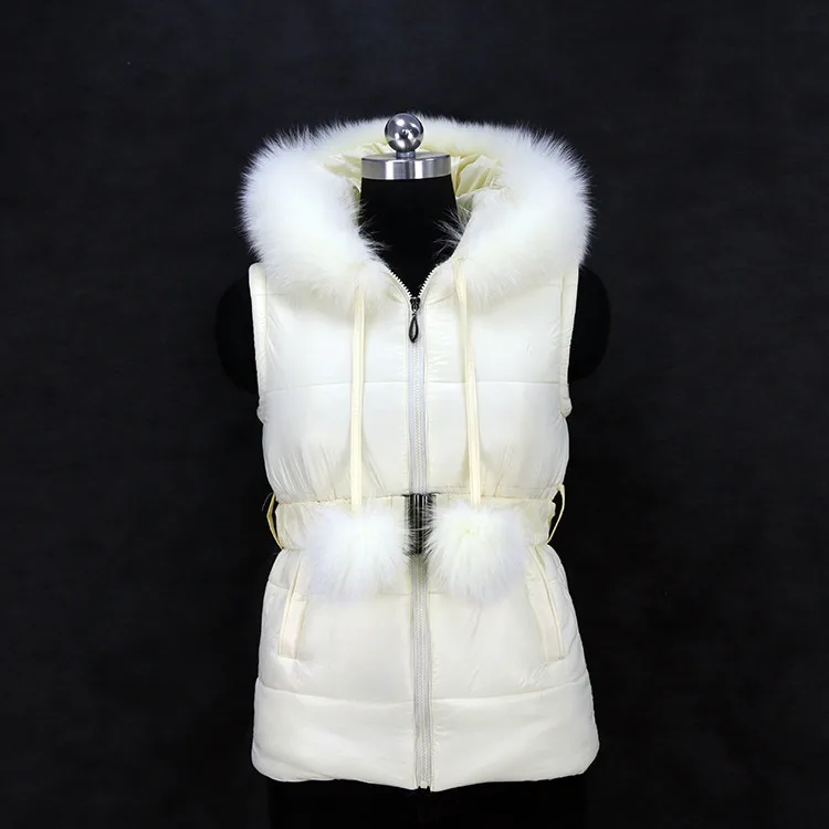 

Custom Ladies And Children Body Warmmer With Fur Trim Hood And Pompoms