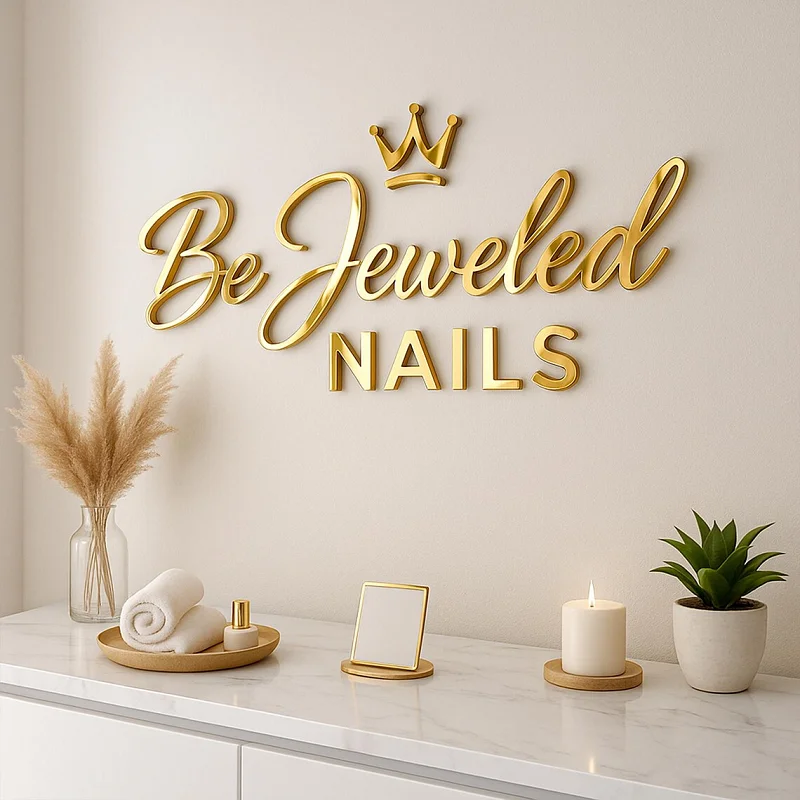 Custom 3D Logo Sign Gold Acrylic Letter Salon Sign Custom Business Logo Sign for Wall Decor Beauty Salon