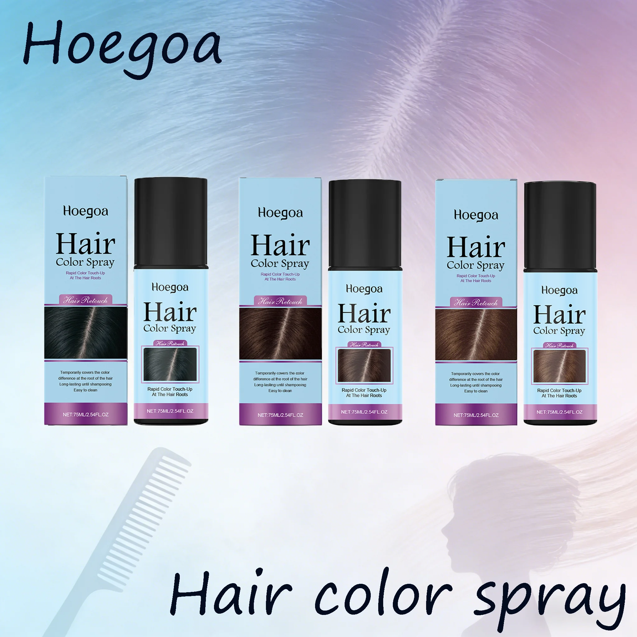 

75ML Temporary Hair Coloring Spray Fast Cover Hair One-Time Hair Color Covering White Gray Hair Lasting Color Hairline Spray