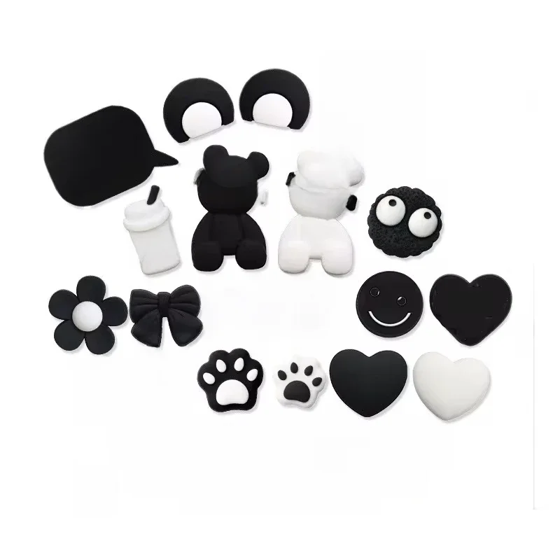 Chaussures en caoutchouc souple PVC avec lettres ours de dessin animé, accessoires de décoration pour sandales, breloques, boucles de chaussures, cadeau mignon