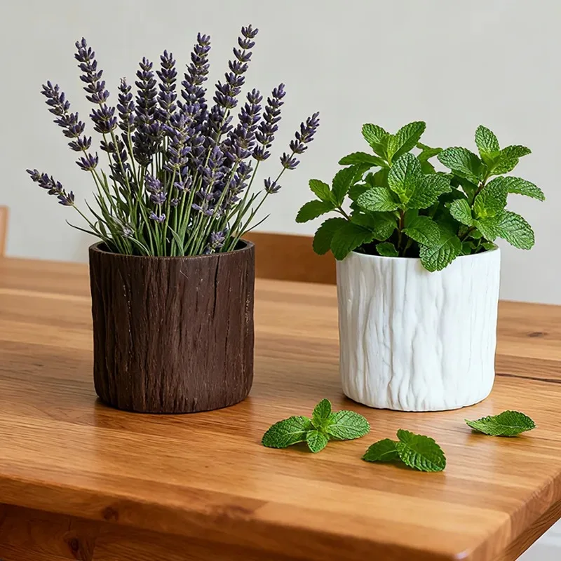 Imitated Wood Bark Flower Pot Small Fake Stump Bucket For Indoor Plants Bonsai Succulents Rustic Planter Tree Stump
