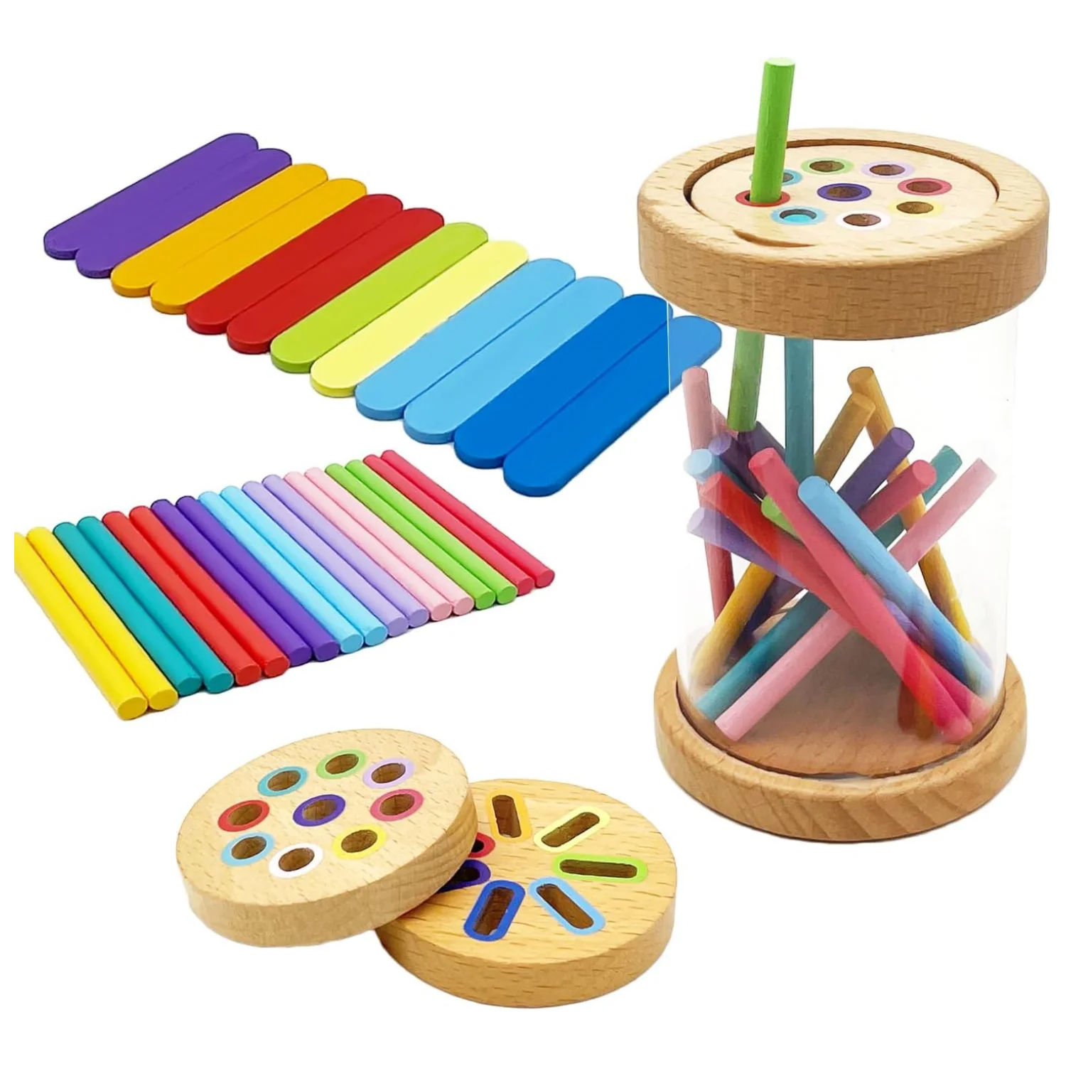 Montessori Color Matching Toys Wooden Color Sorting Stick Balance Toy Fine Motor Skills Math Learning Educational Toys Kids Gift