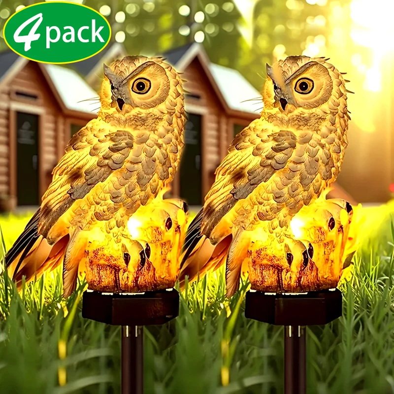 

4 шт. Наружное украшение садовой солнечной лампы, солнечная светодиодная лента, водонепроницаемость для украшения прохода, двора, белая сова.