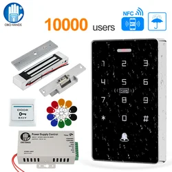 Kits de sistema controle acesso porta diy ip68 à prova dip68 água rfid teclado + fonte alimentação 180kg elétrica greve magnética fechaduras para casa