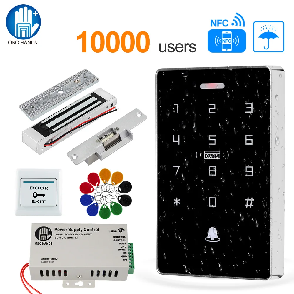 kits de sistema controle acesso porta faca voce mesmo ip68 a prova dip68 agua rfid teclado mais fonte alimentacao 180kg eletrica greve magnetica fechaduras para casa 01