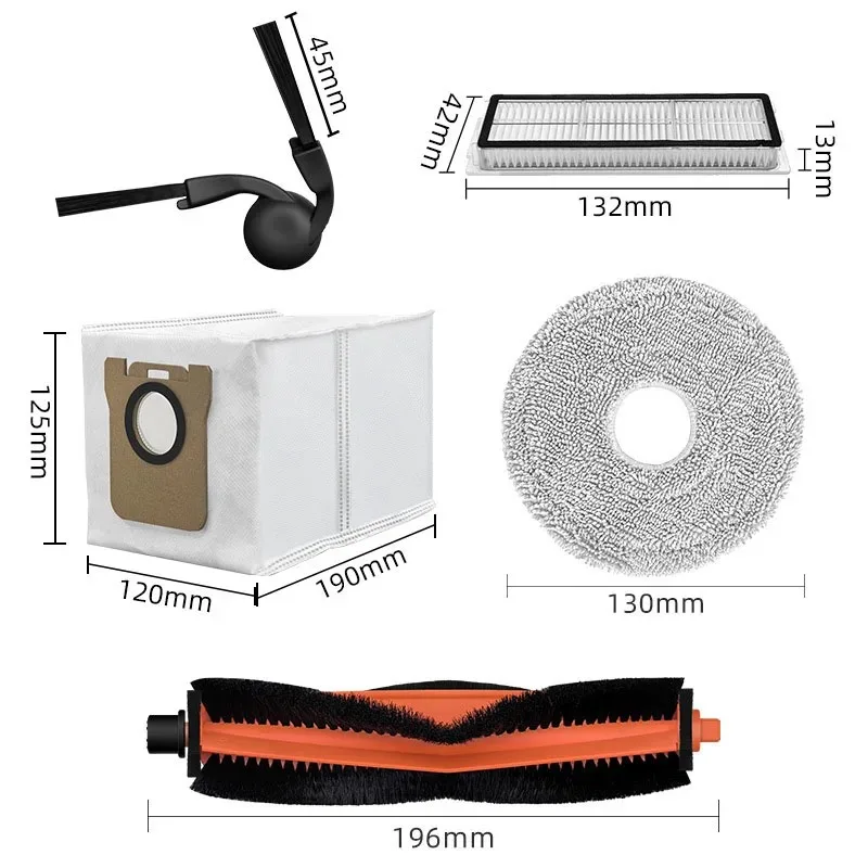 Für Xiaomi Roboterstaubsauger H50 / H50 Pro OV42GL: Hauptseitenbürste, Hepa-Filter, Wischtücher, Staubbeutel-Ersatz. – Detail 1