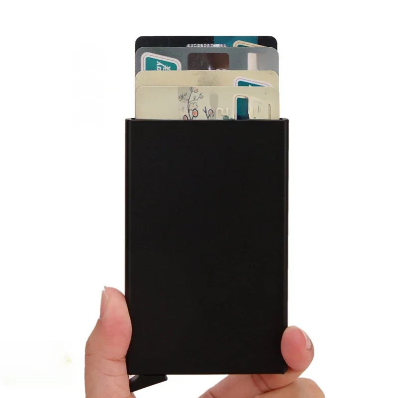 Rfid Smart Wallet Card Holder Metal Thin Slim Men Women Wallets Pop Up Minimalist Wallet Small Black Purse Vallet Walets for Men — zdjęcie 2
