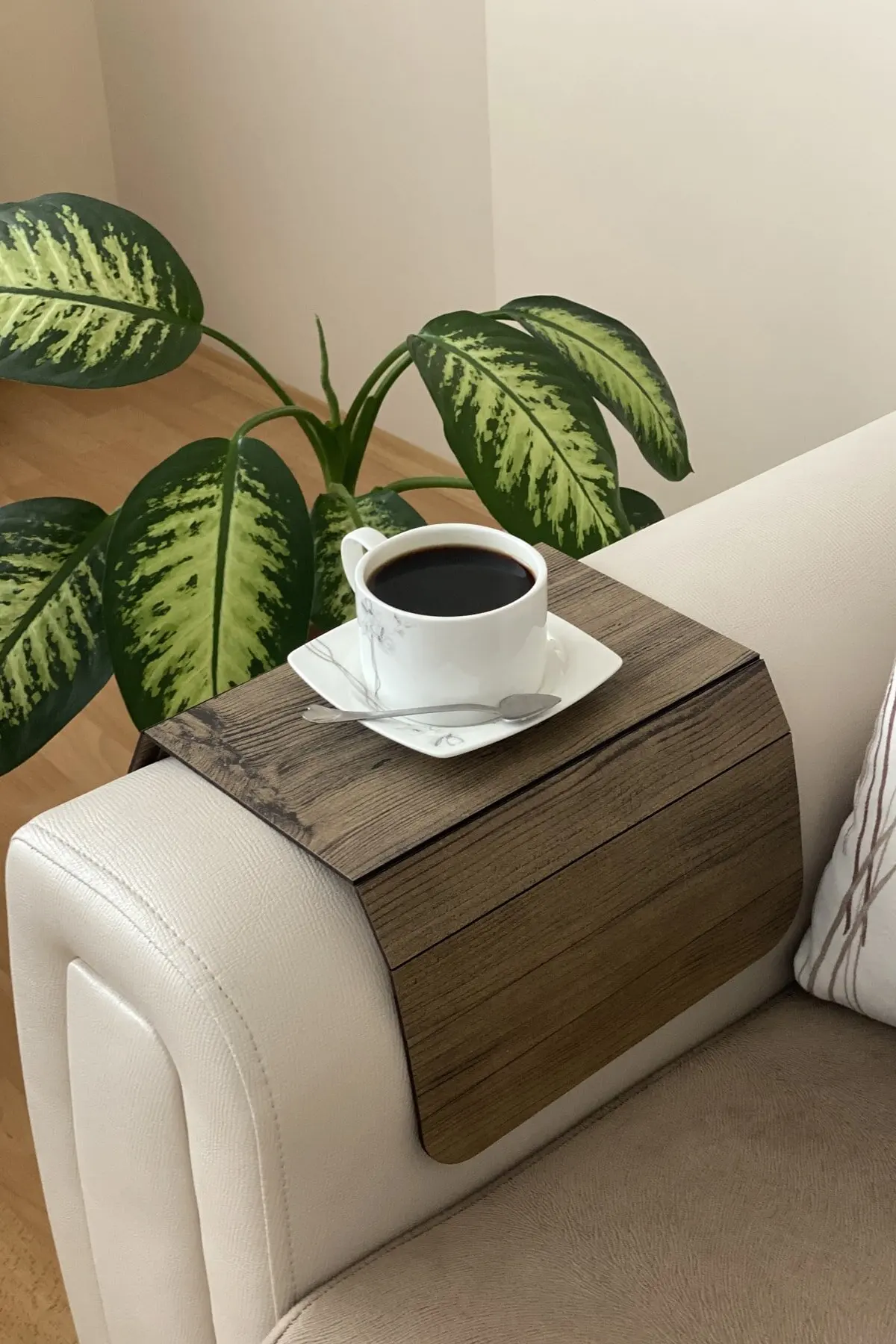 Sofa Tray Seat Edge Wooden Foldable Side Table Placemat Sofa Edge Portable 25x45 cm. Coffee tables for living room Bedside table