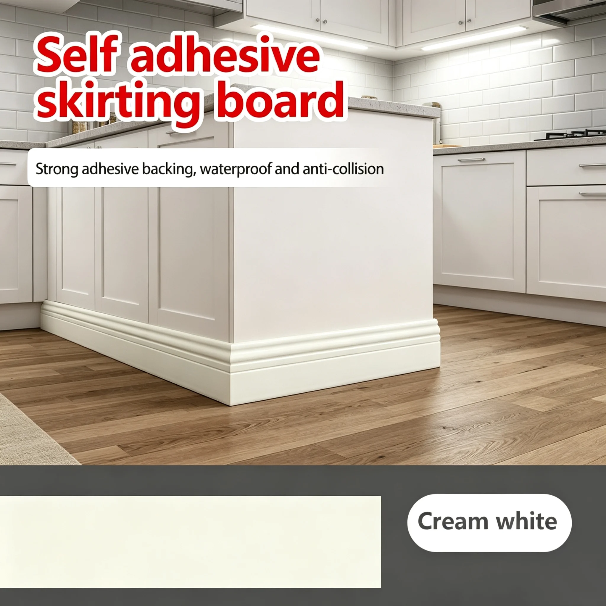 (NBR Self-Adhesive Skirting Board) 196.85in Long Protective Strip - Durable And Easy To Install, Suitable For Walls And Floor